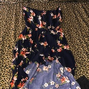 Strapless floral romper